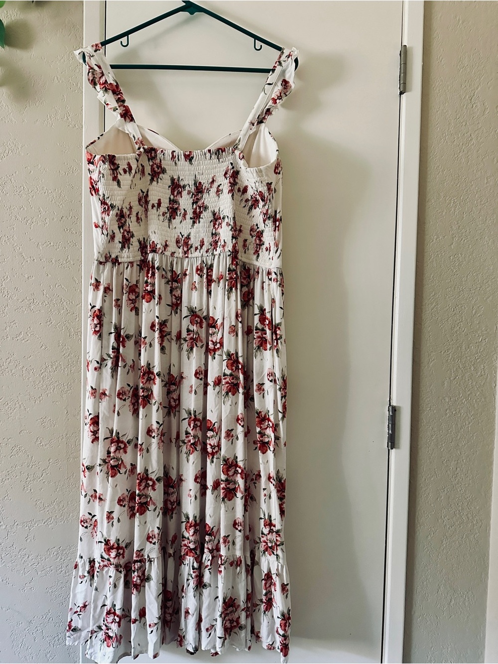 BOG Collective Floral Smocked Midi Dress -XL- Button-Front- ruffled hem - Picture 6 of 10